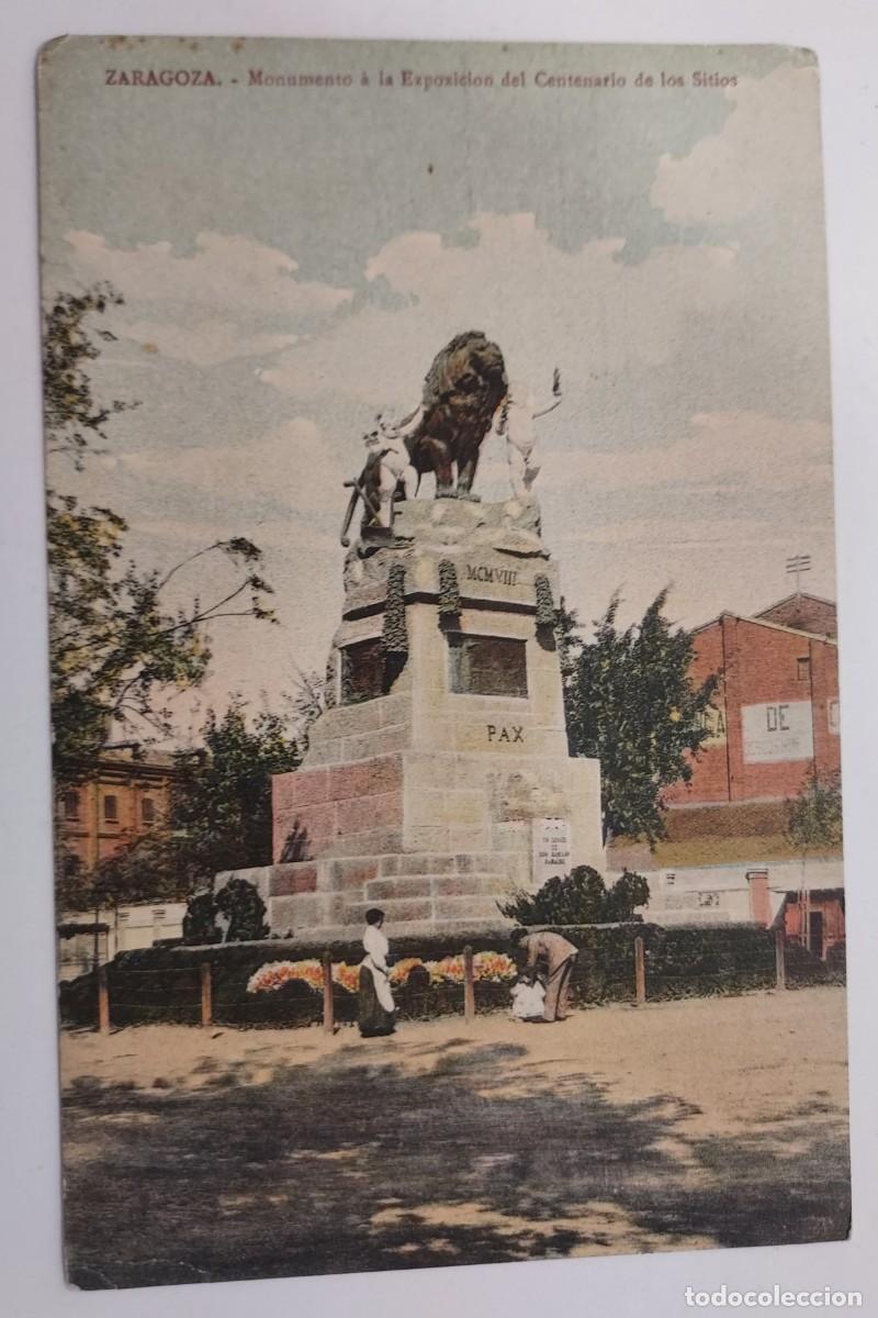 Postales: POSTAL ZARAGOZA MONUMENTO A LA EXPOSICION DEL CENTENARIO DE LOS SITIOS. S/C. ARRIBAS