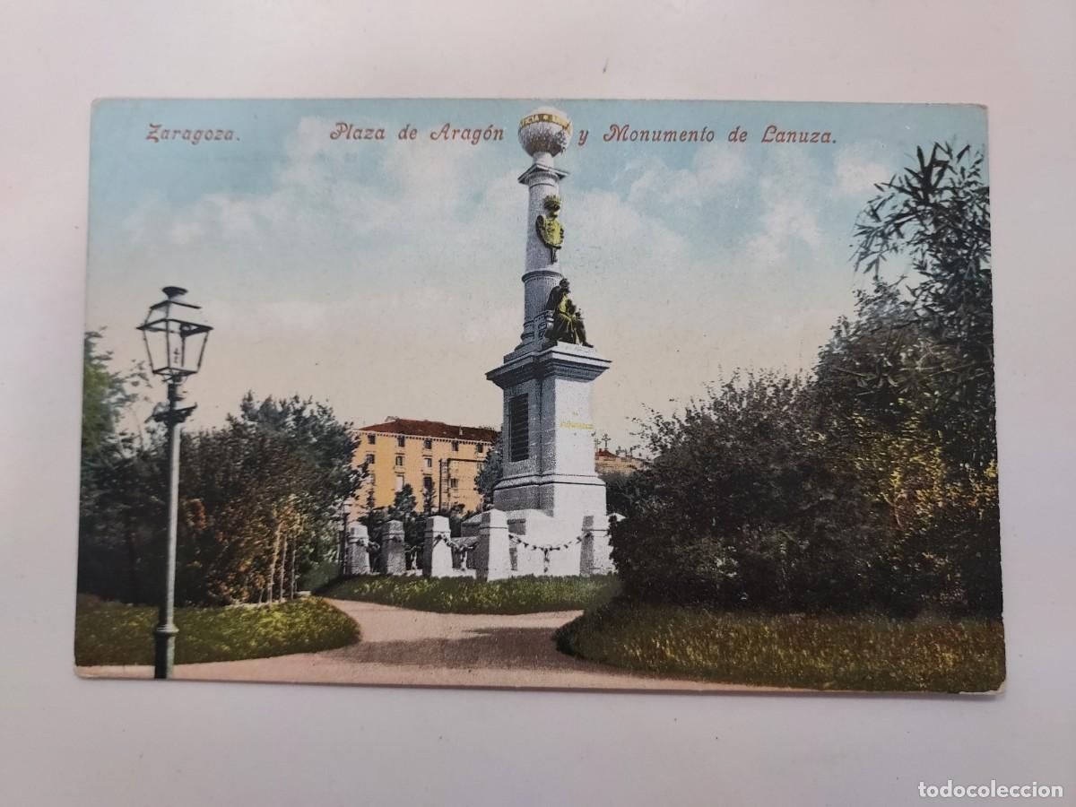 Postales: POSTAL ZARAGOZA PLAZA DE ARAGON Y MONUMENTO DE LANUZA. PURGER 5199. S/C.