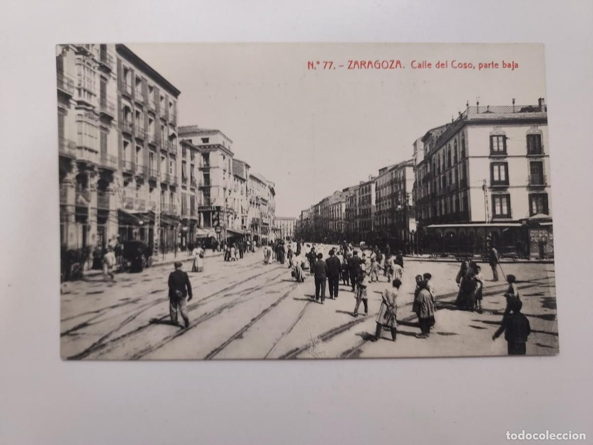 Postales: POSTAL ZARAGOZA CALLE DEL COSO, PARTE BAJA. S/C. FOTOTIPIA THOMAS 77. Animada