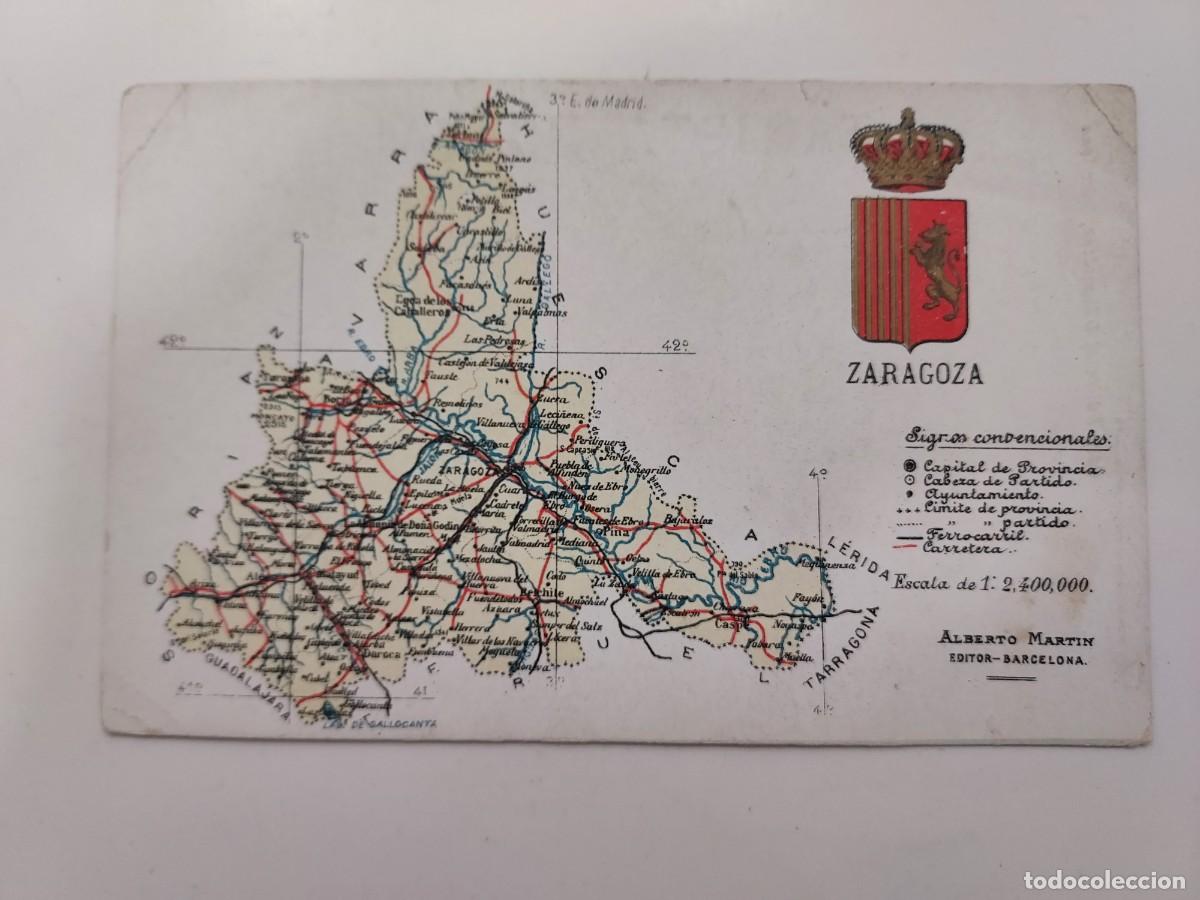 Postales: POSTAL ZARAGOZA MAPA PROVINCIA, ALBERTO MARTIN EDITOR. ATLAS. S/C. EDITORIAL D&Uuml;MMATZEN