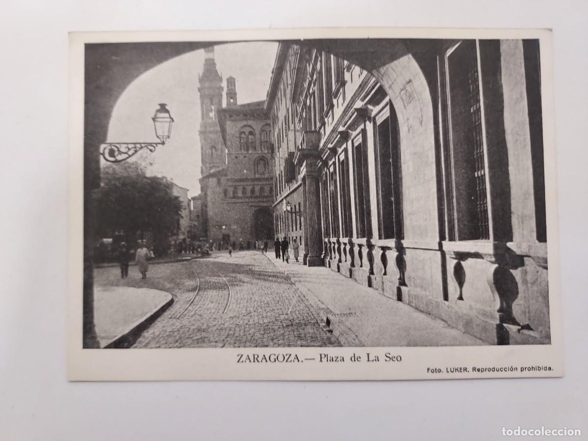 Postales: POSTAL ZARAGOZA PLAZA DE LA SEO. S/C. FOTO LUKER. TRASERA PUBLICIDAD CONFITERIA CANDIDO PEREZ