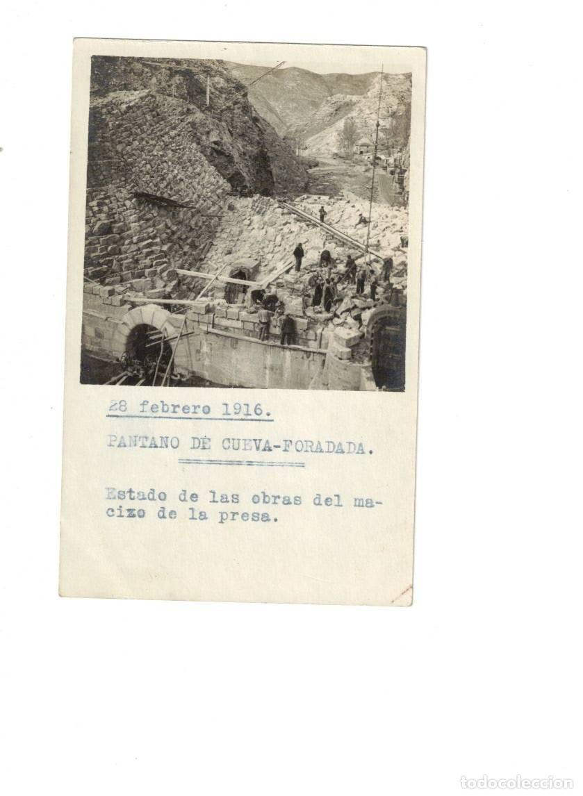 Postales: OLIETE. TERUEL. PANTANO DE LA CUEVA FORADADA. SU CONSTRUCCI&Oacute;N 1916