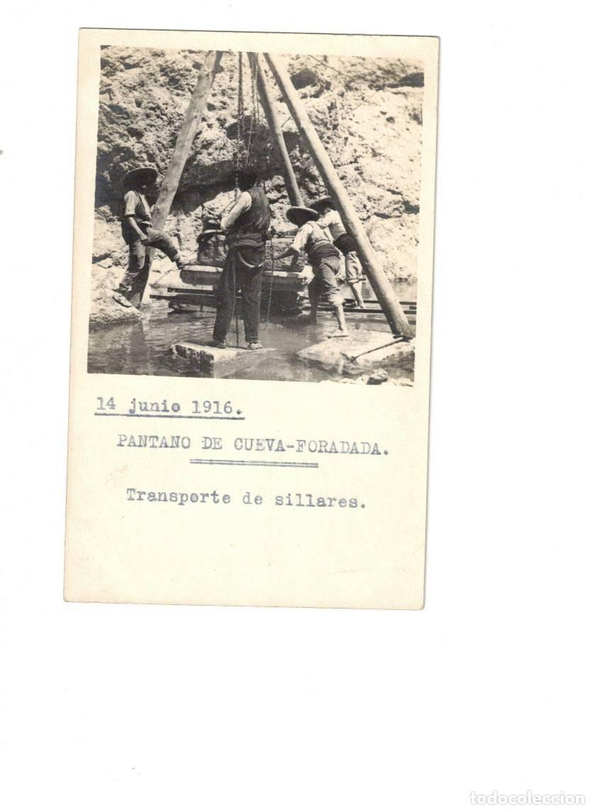 Postales: OLIETE. TERUEL. PANTANO DE LA CUEVA FORADADA. SU CONSTRUCCI&Oacute;N 1916