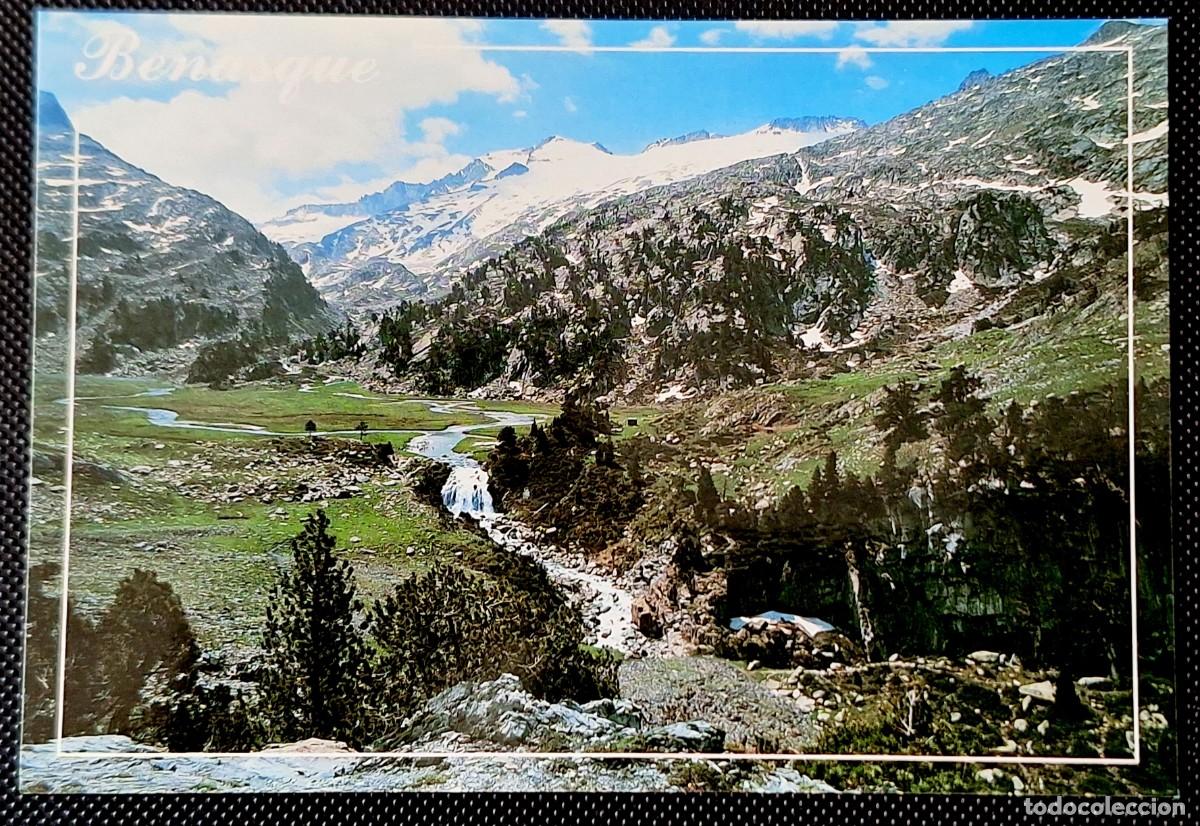 Postales: BENASQUE (HUESCA) - POSTAL COLOR ANTIGUA - AIGUALLUTS GLACIAR Y PICO ANETO - NUEVA