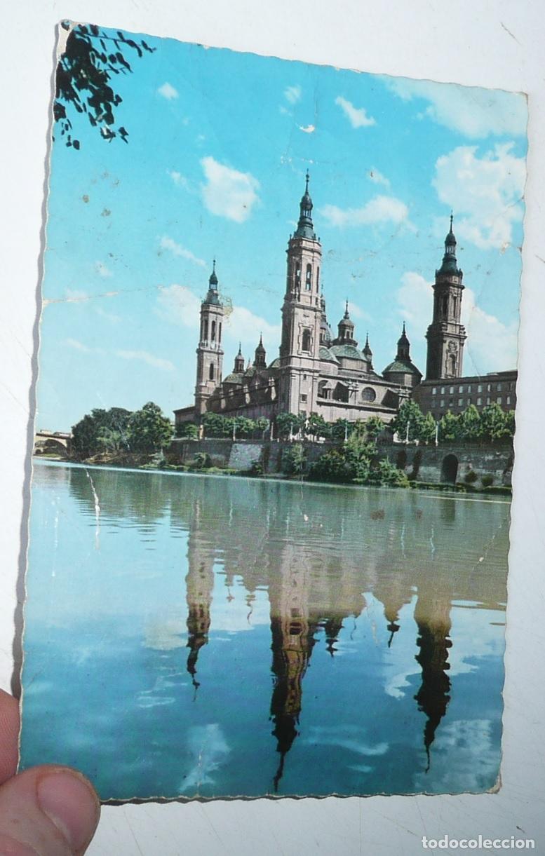 Postales: Postal Zaragoza N&ordm; 743 Bas&iacute;lica del Pilar, Templo del Pilar. Circulada en 1963.