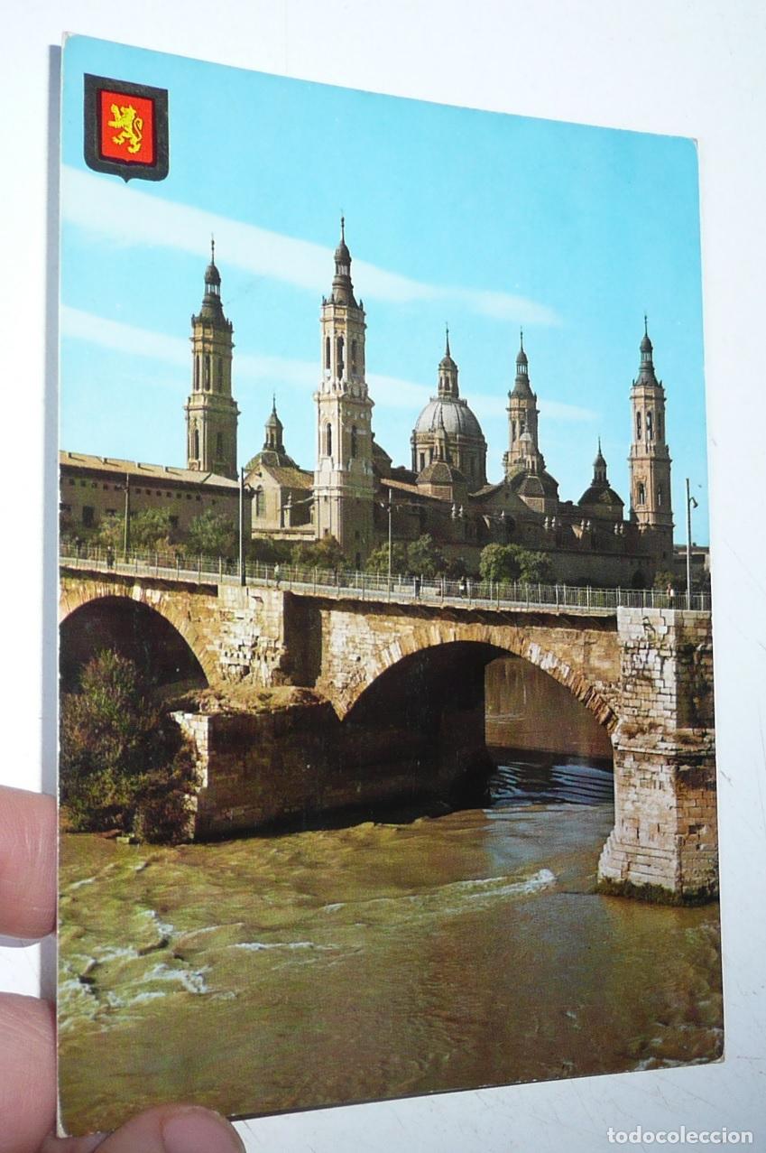 Postales: Postal Zaragoza N&ordm; 314 Bas&iacute;lica del Pilar y Puente de Piedra. Escudo de Oro. Escrita, sin sello.