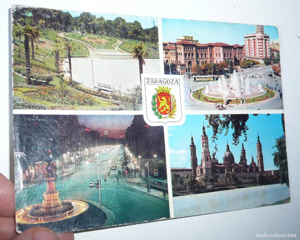 Postales: Postal Zaragoza N&ordm; 2055 4 im&aacute;genes de la ciudad. Circulada en 1964.