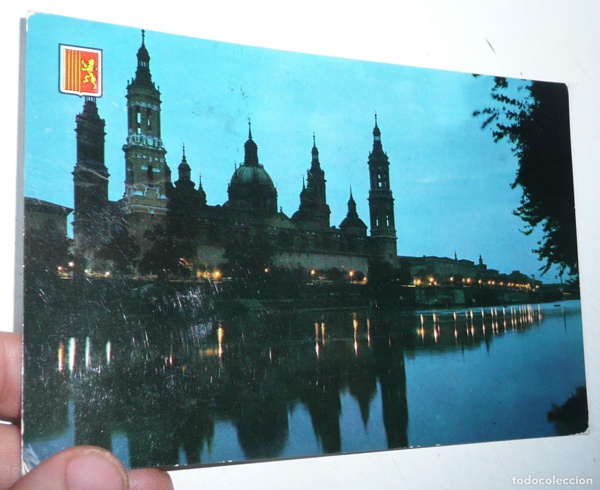 Postales: Postal Zaragoza N&ordm; 319 Bas&iacute;lica del Pilar, vista nocturna. Circulada en 1963.