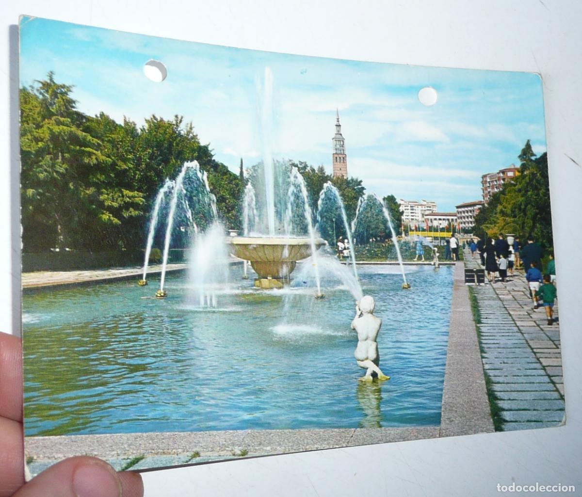 Postales: Postal Zaragoza N&ordm; 2041 Parque de Primo de Rivera, fuente. Sin circular. Taladrada.