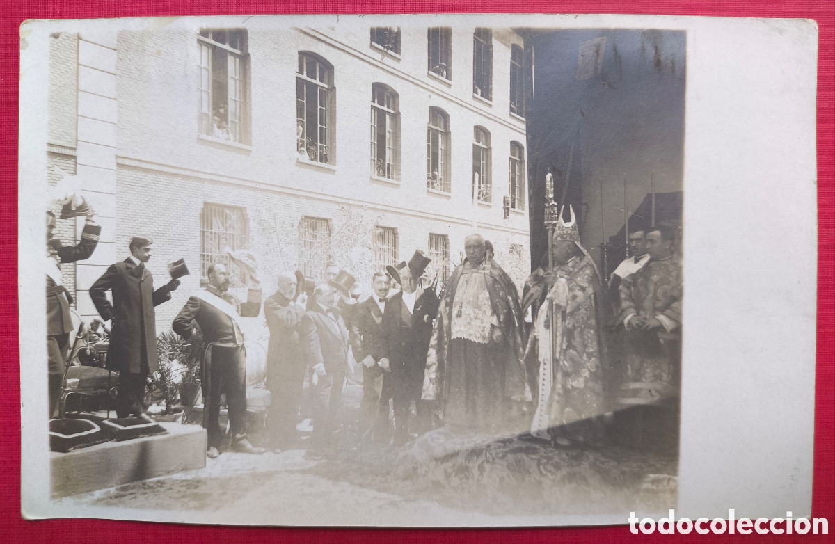Postales: ALFONSO XIII Y AUTORIDADES INAGURACI&Oacute;N PABELL&Oacute;N EXPO POSTAL FOTOGR&Aacute;FICA ZARAGOZA 1908