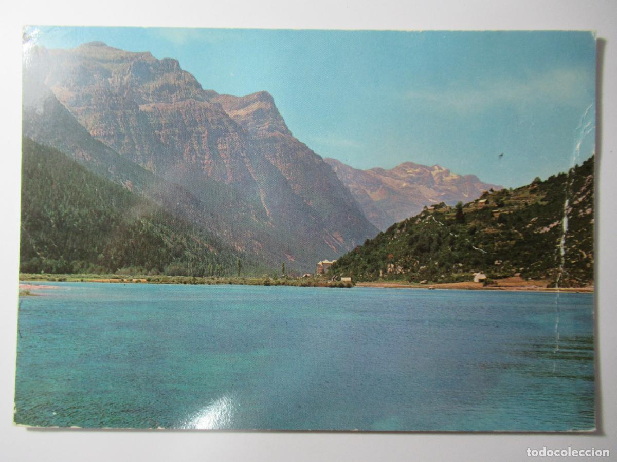 Postales: Bielsa (Huesca) - Pirineo aragon&eacute;s - Presa del r&iacute;o Cinca en el Valle de Pineta - arruga en costado