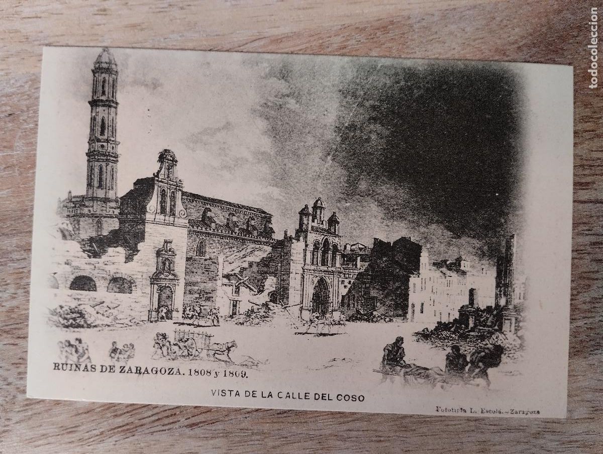 Postales: RUINAS DE ZARAGOZA , VISTA DE LA CALLE DEL COSO ,L. ESCOLA