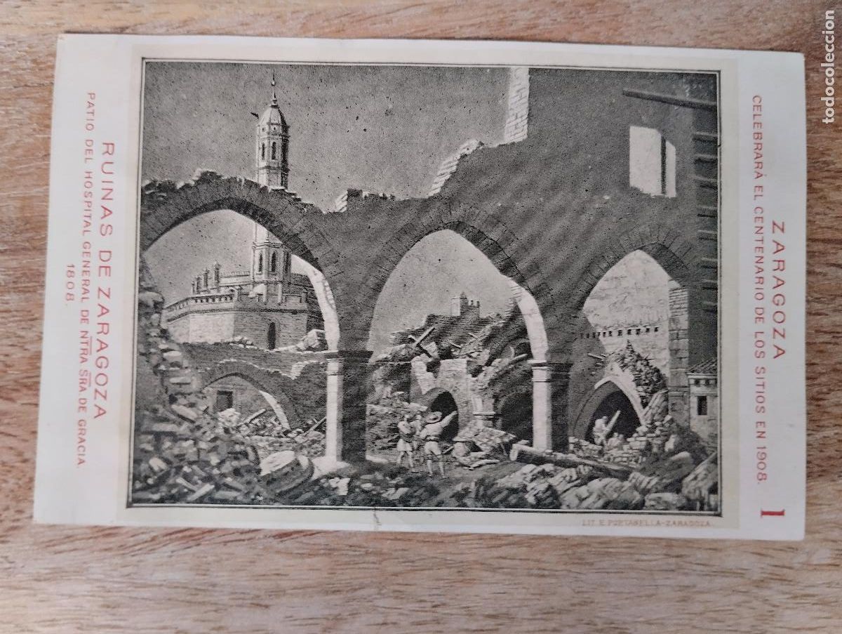 Postales: Centenario de los Sitios 1908 Zaragoza PATIO HOSPITAL GENERAL NTRA. SRA. DE GRACIA.