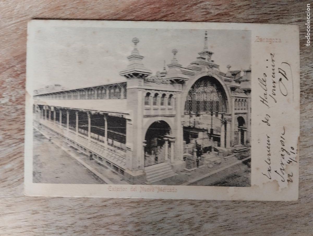Postales: ZARAGOZA EXTERIOR DEL NUEVO MERCADO. LA CONCORDIA.