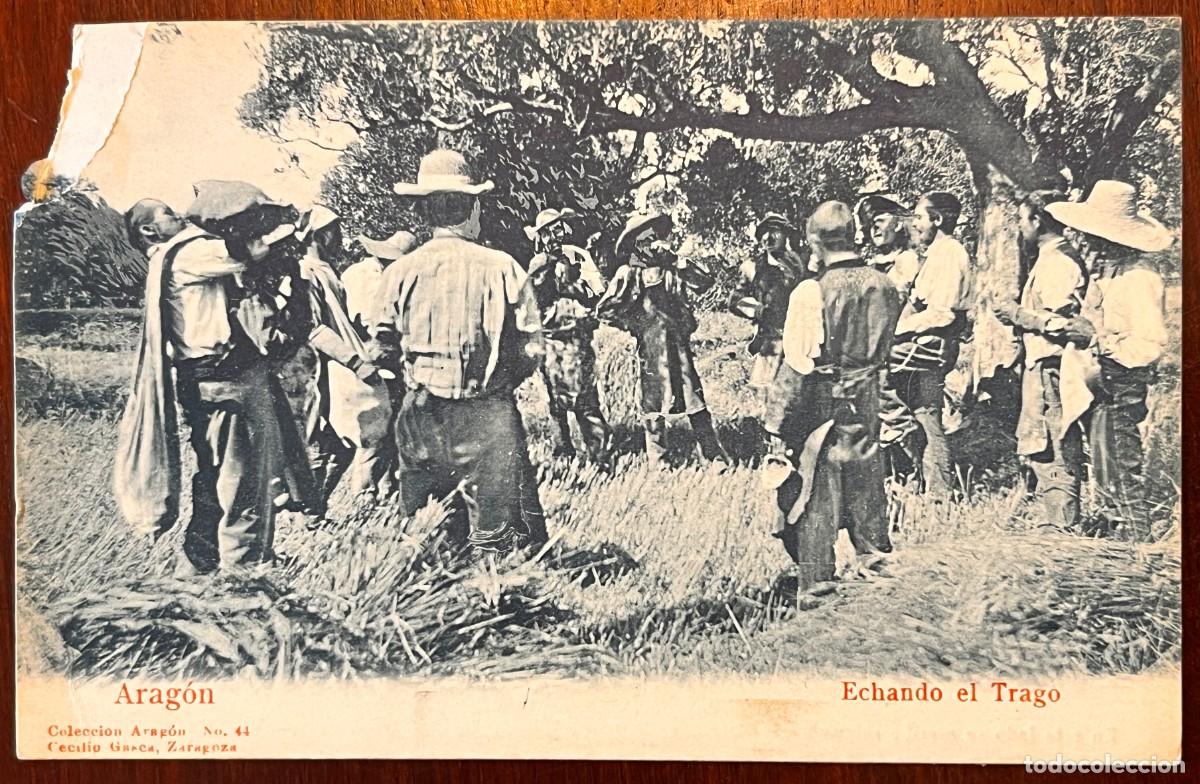Postales: ARAGON, ECHANDO EL TRAGO, COLECCION ARAGON N&ordm; 44, CECILIO GASCA, SIN CIRCULAR Y SIN DIVIDIR, LE FALT