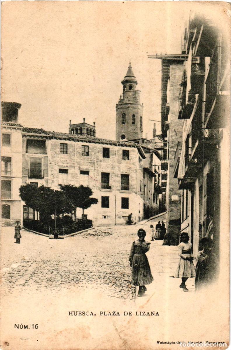 Postales: Huesca Plaza de Linaza - n&uacute;m. 16 - Fototiplia L. Escol&aacute; Zaragoza - Reverso sin dividir