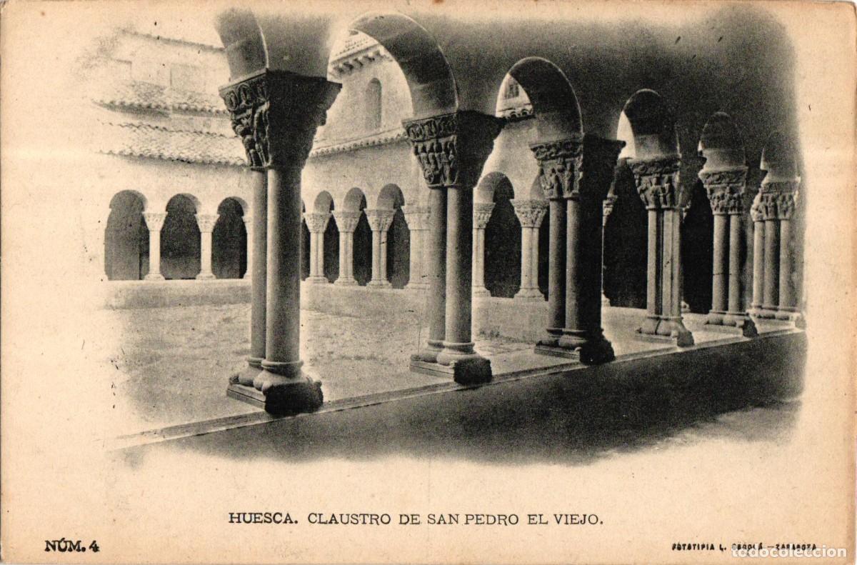 Postales: Huesca Claustro de San Pedro el Viejo N.2 - n&uacute;m. 6 - Fototiplia L. Escol&aacute; Reverso sin dividir