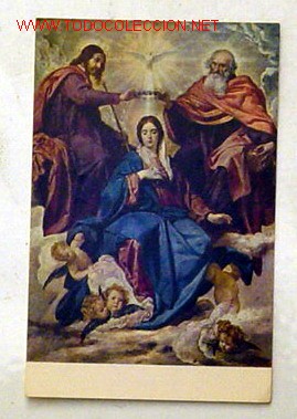 Postales: MUSEO DEL PRADO.LA CORONACION DE LA VIRGEN-VELAZQUEZ.No circulada,a&ntilde;o 1959.