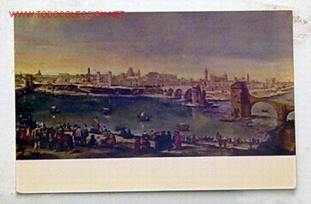 Postales: MUSEO DEL PRADO-VISTA DE ZARAGOZA.VELAZQUEZ.No circulada,a&ntilde;o 1959.