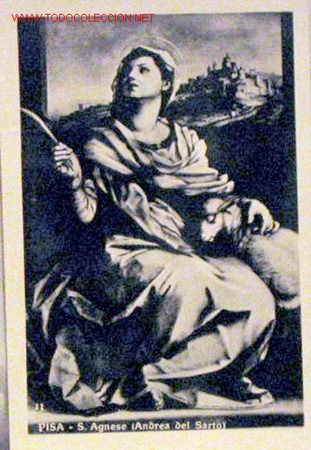 Postales: Postal Santa Agnese In&eacute;s Andrea del Sarto