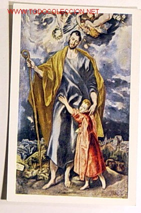 Postales: OSTAL-MUSEO DE SAN VICENTE-TOLEDO.SAN JOSE Y EL NI&Ntilde;O JESUS-GRECO.No circulada.