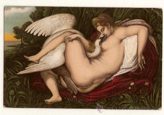 Postales: ANTIGUA POSTAL ARTE LEDA DRESDA MICHELANGELO EDIZ E SBORGI - Foto 1