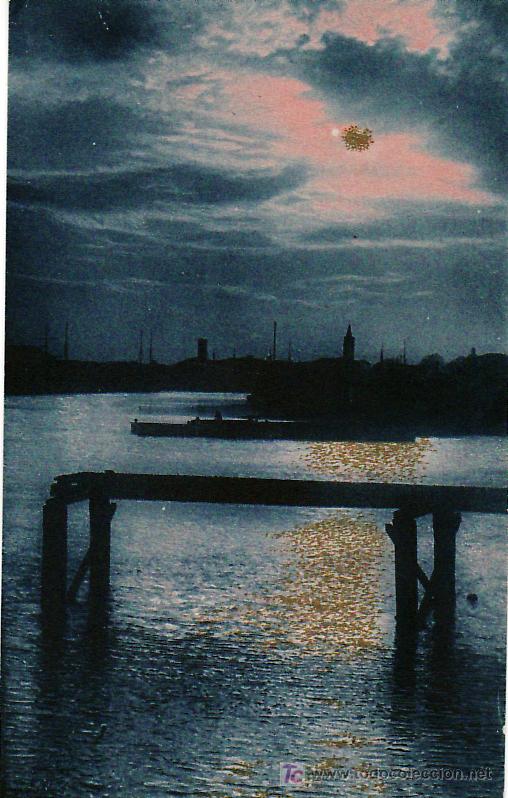 Postales: Tarjeta Postal - Atardecer en el puerto - Foto 1