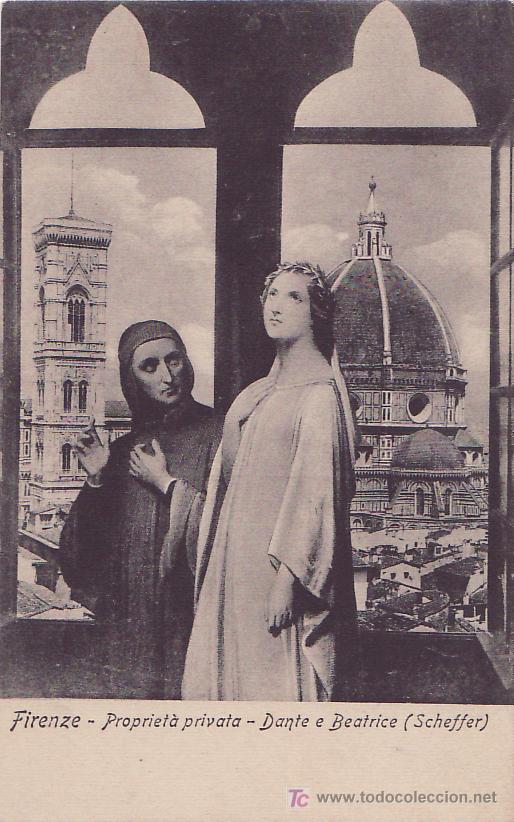Postales: Tarjeta Postal - Dante e Beatrice (Scheffer) - Foto 1