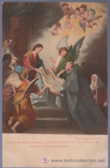 Postales: TARJETA POSTAL ANTIGUA DE PINTORES. N. 6. MURILLO. SAN ILDEFONSO RECIBIENDO LA CASULLA.