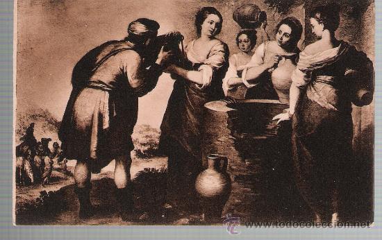 Postales: Murillo.- Rebeca y Eliezer. Museo del Prado. - Foto 1