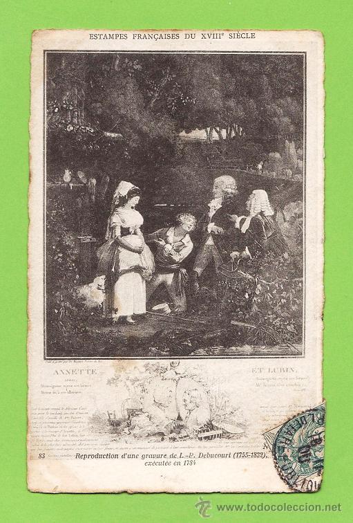 Postales: postal antigua - col. pintores franceses del siglo XVIII -debucourt - ed.francesa -circulada en 1906