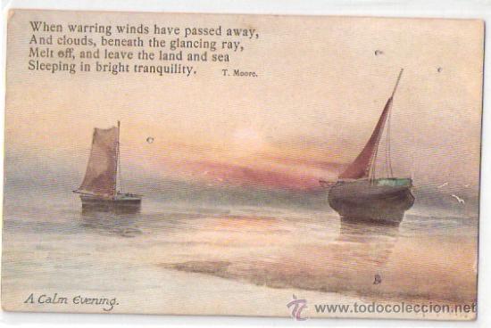 Postais: TARJETA POSTAL DE RAPHAEL TUCK & SONS. OILETTE. MARINE STUDIES. SERIE 2605. A CALM EVENING.
