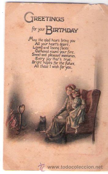Postales: TARJETA POSTAL DE RAPHAEL TUCK & SONS. COLORED CRAYON. POSTCARD 1619. GREETINGS FOR YOUR BIRTHDAY.