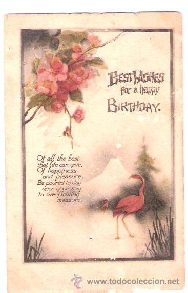Postales: TARJETA POSTAL DE RAPHAEL TUCK & SONS. COLORED CRAYON. POSTCARD 1623. BESTWISHES FOR HAPPY BIRTHDAY.