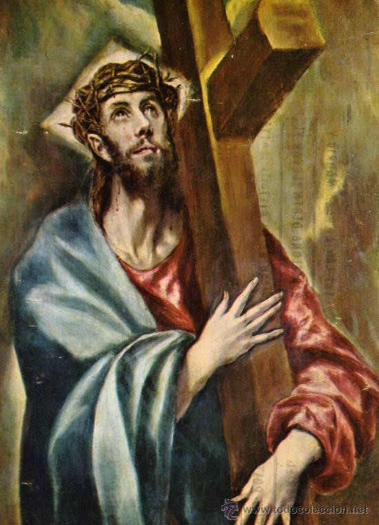 Cartoline: EL GRECO CRISTO ABRAZADO A LA CRUZ DOM&Iacute;NGUEZ ESCRITA CIRCULADA SELLOS