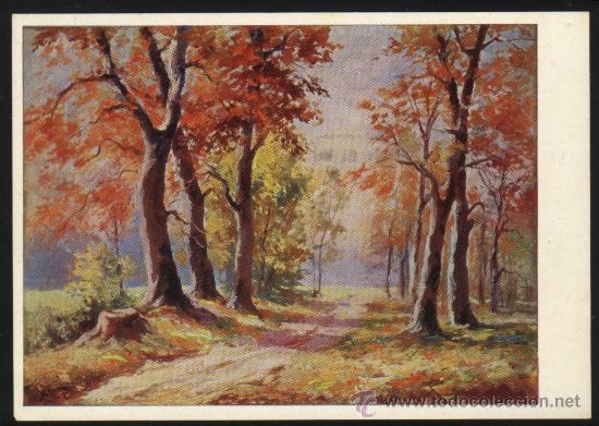 Postales: B-1175- PINTURA. ALFRED SCHARL. SONNIGER WALDWEG.