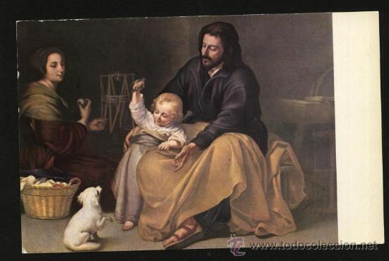 Postkarten: postal - La Sagrada familia del Pajarito ( Murillo, Museo del Prado ) escrita