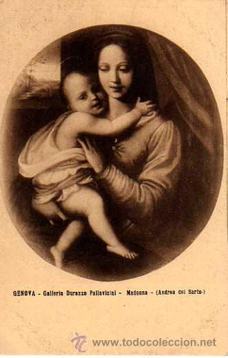 Postales: GENOVA.Galleria Durazzo Pallavicini- Madonna (Andra del Sarto). No Circulada