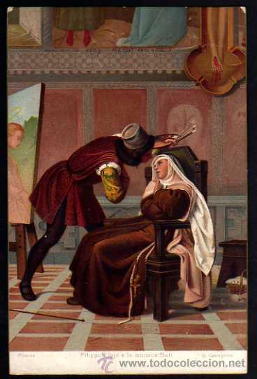 Postales: Filippo Lippi e la monaca Buti. Circulada 1909 - Foto 1