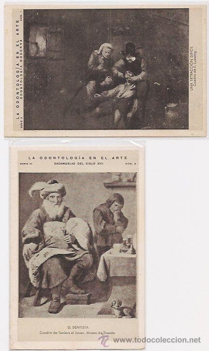 Postales: La odontolog&iacute;a en el arte. 2 postales antiguas