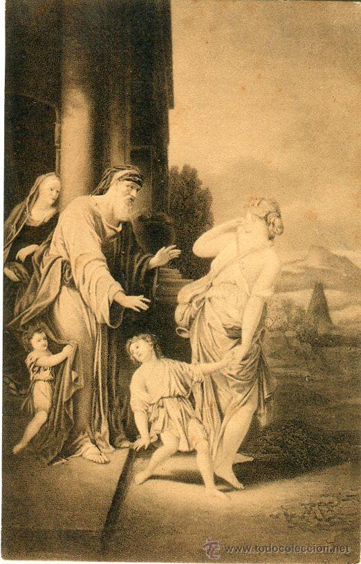 Cartoline: Postal antigua &lsquo;Vertossung der Hagar&rsquo; de van der Werff. N&ordm; 35580. Editado en Dresden