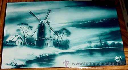 Postales: ANTIGUA POSTAL ARTE - PRECIOSO CUADRO DE UN MOLINO Y UN LAGO - NO CIRCULADA - ESCRITA - ED. NOX.