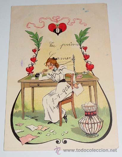 Postales: ART NOUVEAU, ART DECO, NO CIRCULADA, ESCRITA, SIN DIVIDIR.
