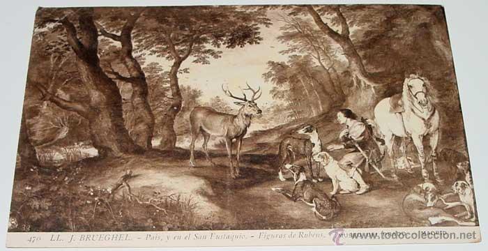 Postales: ANTIGUA POSTAL LL. J. BRUEGHEL - FIGURAS DE RUBENS - MUSEO DEL PRADO - CIRCULADA.