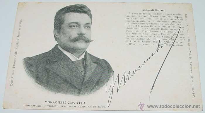 Postales: ANTIGUA POSTAL DEL MAESTRO TITO MONACHESI, MUSICO ITALIANO DE VIOLIN 1851. SIN CIRCULAR -