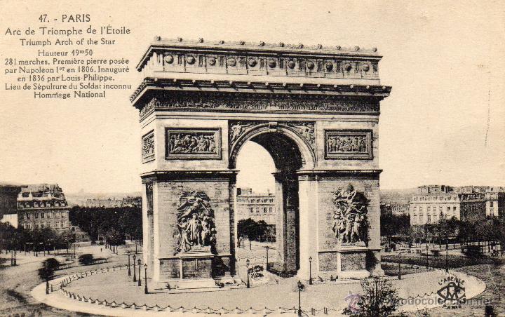 Postales: postal antigua del arco de triunfo paris - Foto 1