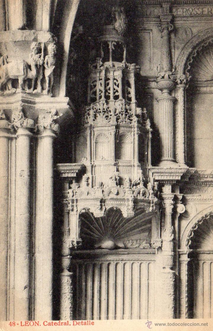 Postales: postal de detalle de la catedral de leon - Foto 1