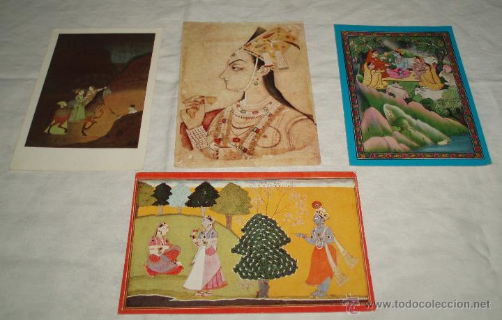Postales: cuatro postales arte de la india