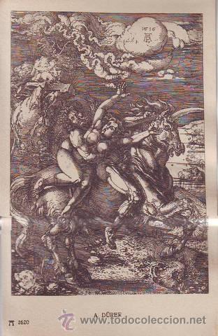 Postales: A. D&Uuml;RER: DIE ENTFUHRUNG AUF DEM EINHORN. Le Ravissement sur la licorne. The rape on the Reem.