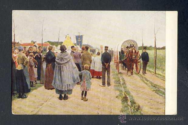 Postkarten: Postal ilustrada: Campesinos esperando regreso peregrinos. Frans Van Leemputen (Ed.Coll Salieti 951)